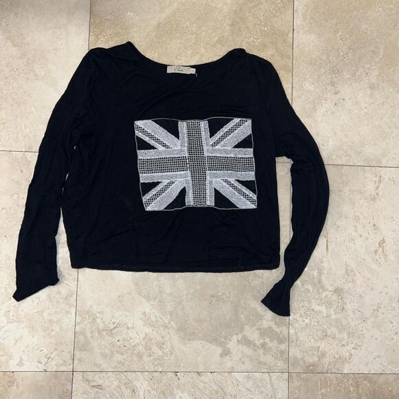 Brandy Melville London Jack Black Long Sleeve Shirt Sz L - Picture 1 of 2